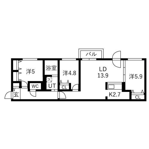 ETERNITY東札幌(3LDK/4階)の間取り写真