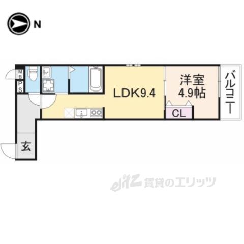 フジパレス駒林2(1LDK/2階)の間取り写真