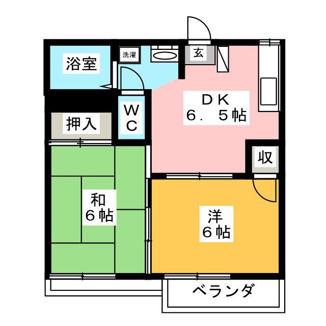 ハイツ白旗(2DK/1階)の間取り写真
