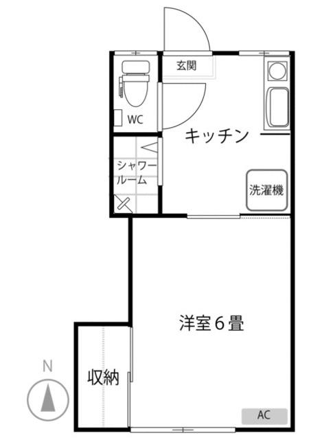 グリーンハウス(1K/2階)の間取り写真