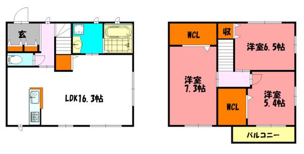 アバンティB(3LDK/1階)の間取り写真