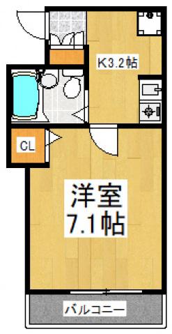 清瀬貴志ビル(1K/3階)の間取り写真