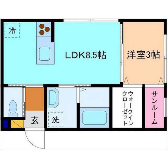 ヴァーチュオーゾ(1LDK/1階)の間取り写真