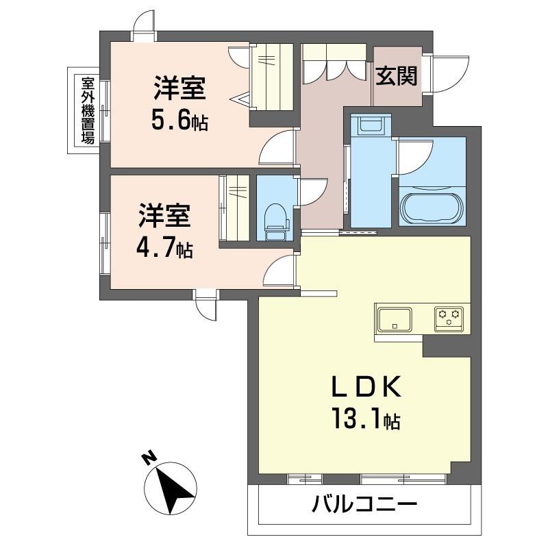 ソノルム(2LDK/2階)の間取り写真
