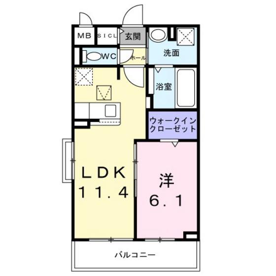 フラワーベル(1LDK/1階)の間取り写真