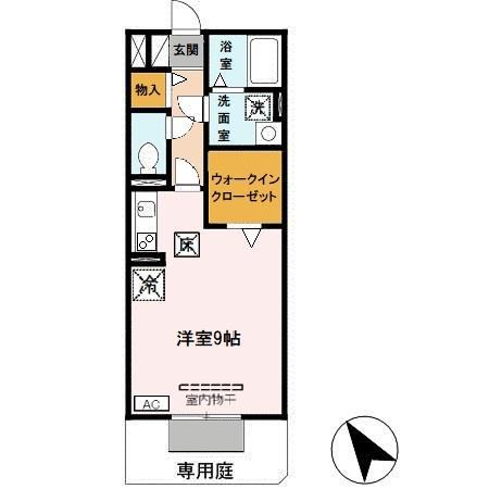 アクセスG(ワンルーム/1階)の間取り写真