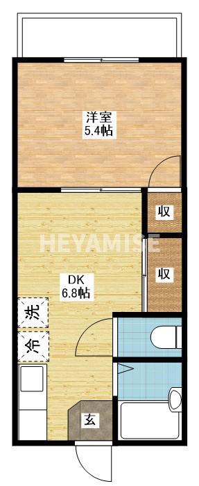BEN匠3番館(1DK/1階)の間取り写真