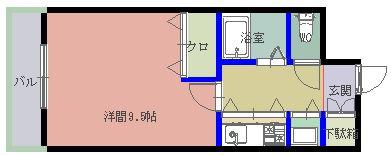 リクトール2(1K/4階)の間取り写真
