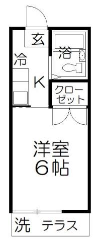 コーポ園(ワンルーム/1階)の間取り写真