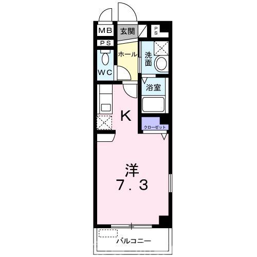 イーストウエノシバ(ワンルーム/3階)の間取り写真