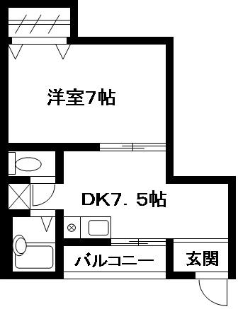 ハイツ平和(1DK/2階)の間取り写真