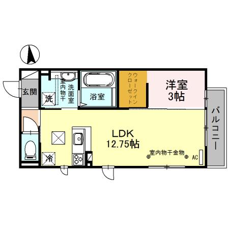 PLATINUM(1LDK/1階)の間取り写真