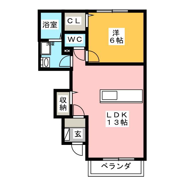 エアリー(1LDK/1階)の間取り写真