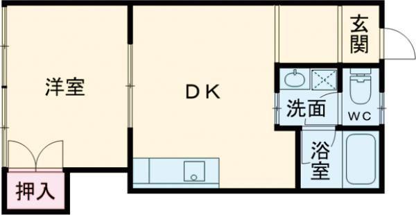 シルクハウス(1DK/2階)の間取り写真