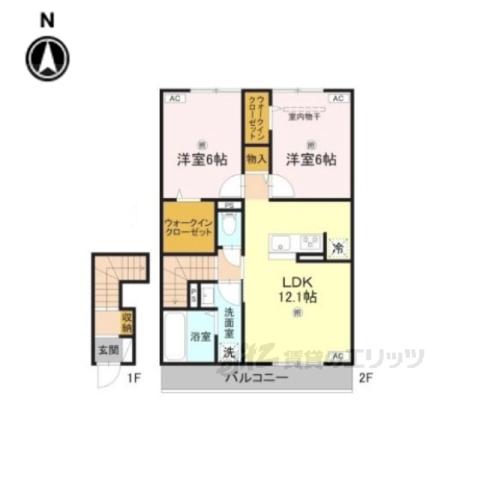 グランヴェール西の京(2LDK/2階)の間取り写真