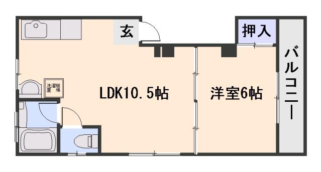 広島電鉄宇品線 皆実町六丁目駅 徒歩3分 3階建 築49年(1LDK/2階)の間取り写真