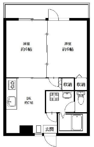 パラッツォカメリア(2DK/2階)の間取り写真
