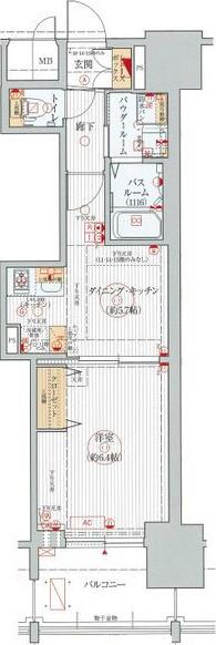 エステムプラザ名古屋駅前プライムタワー(1DK/9階)の間取り写真