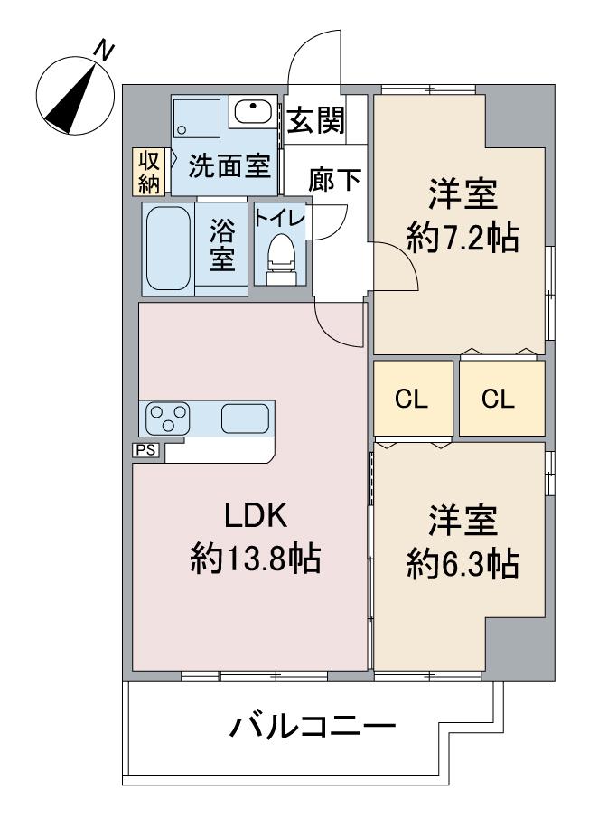 地下鉄名城線 ナゴヤドーム前矢田駅 徒歩4分 12階建 築6年(2LDK/11階)の間取り写真