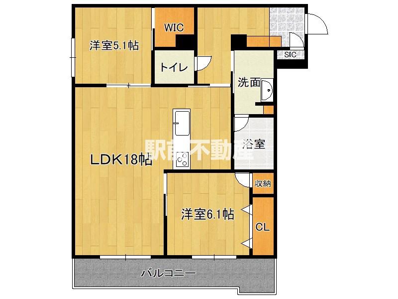 西新ステラレジデンス(2LDK/2階)の間取り写真