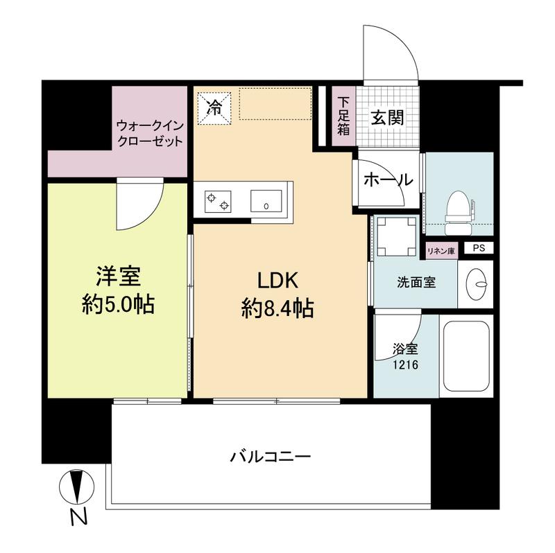公園前ウエストハイツ(1LDK/5階)の間取り写真