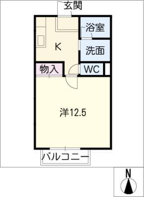 パームタウン東栄(1K/1階)の間取り写真