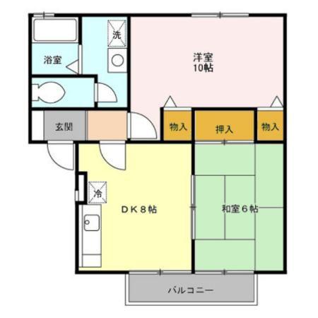オイコス参番館(2DK/1階)の間取り写真