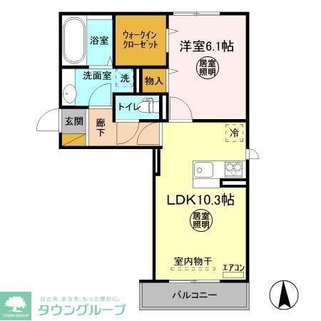 ルピナスヴィラAB(1LDK/2階)の間取り写真