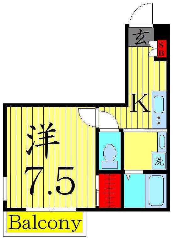 グラナート五反野(1K/2階)の間取り写真