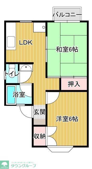 コモンズ原市(2K/1階)の間取り写真