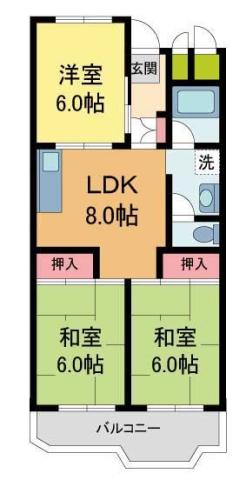 安倉団地8号棟(3DK/4階)の間取り写真