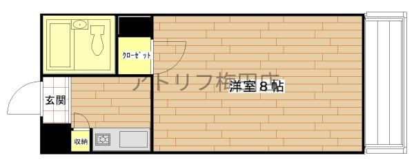 サンクリエイト薫風(1K/1階)の間取り写真