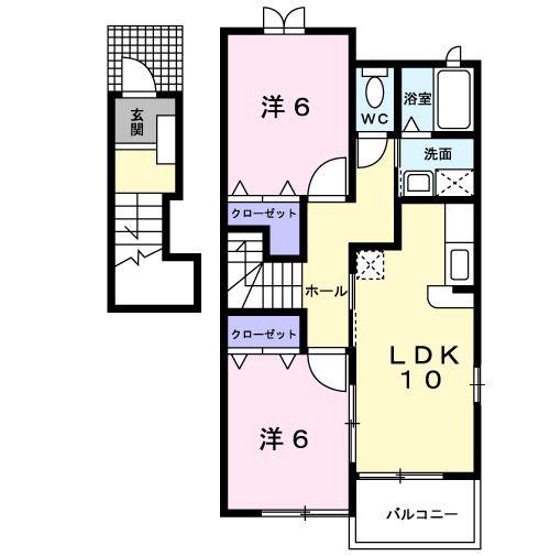 カーサ エテルノII(2LDK/2階)の間取り写真