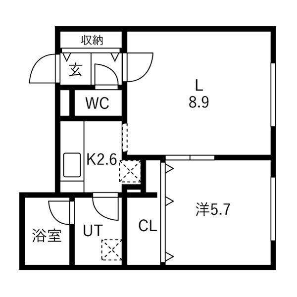 SAKURAコンフォートK(1LDK/4階)の間取り写真