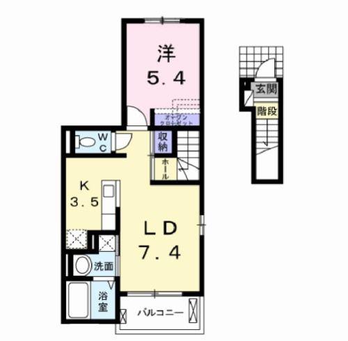 モジョ・コパン(1LDK/2階)の間取り写真