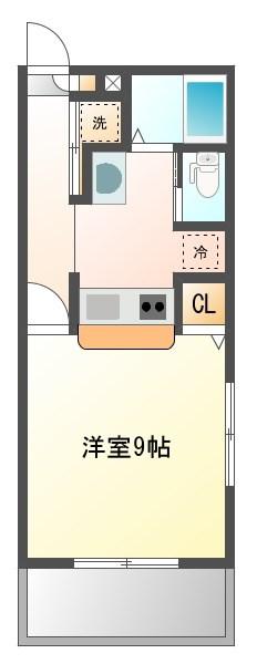 クラウンズワン箱崎(1K/2階)の間取り写真