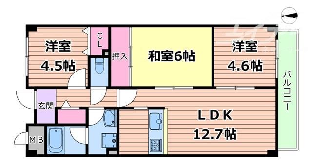 南山寿ガーデン(3LDK/2階)の間取り写真