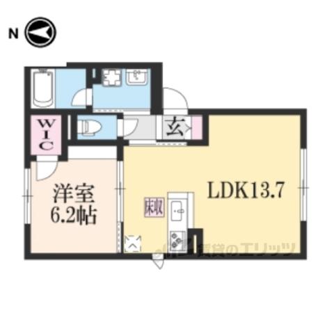 シャーメゾン岩松伏見稲荷(1LDK/1階)の間取り写真