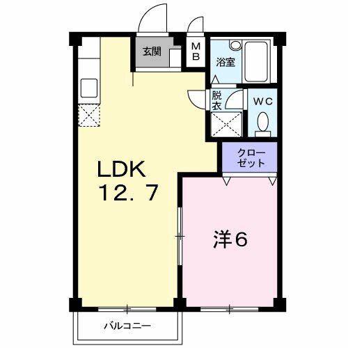 エルディム武下(1LDK/1階)の間取り写真