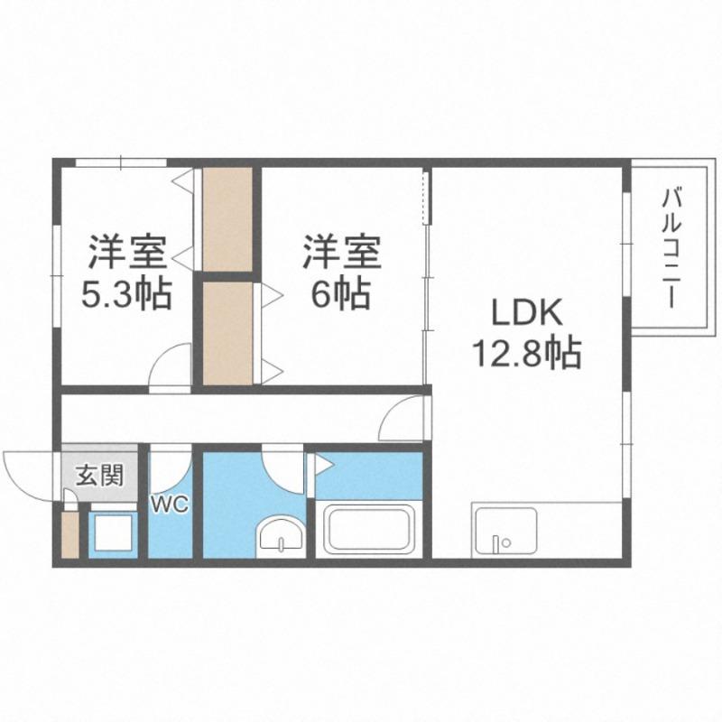 ギブソン236(2LDK/3階)の間取り写真
