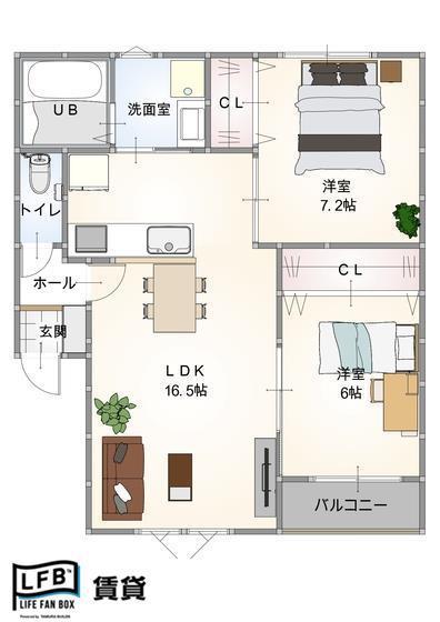 カテリーナ山口大歳(2LDK/3階)の間取り写真