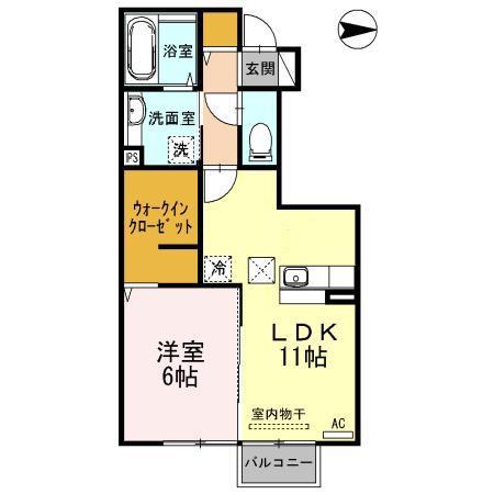 たてのきコート 102(1LDK/1階)の間取り写真