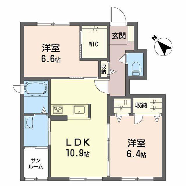 メゾンロマーノ(2LDK/1階)の間取り写真