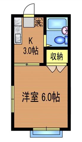 パークサイドカタクラ(1K/2階)の間取り写真