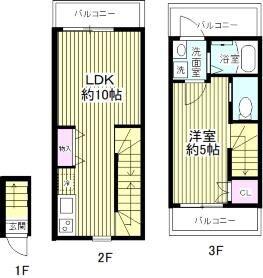 チェスナッツ蒲田(1LDK/3階)の間取り写真