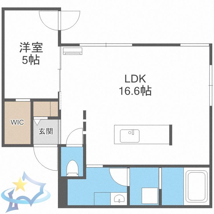 ラフィナート南16条(1LDK/4階)の間取り写真