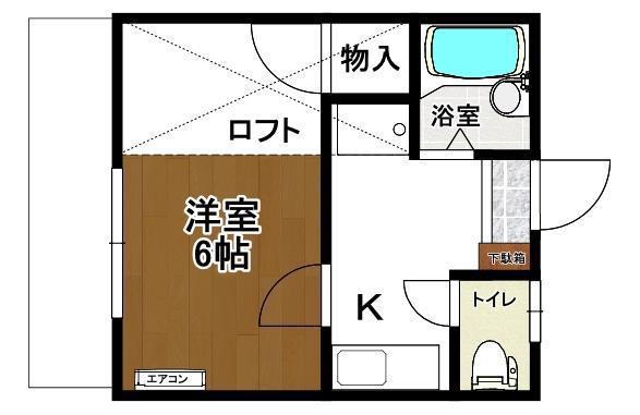 トピア郡山 A棟(1K/1階)の間取り写真