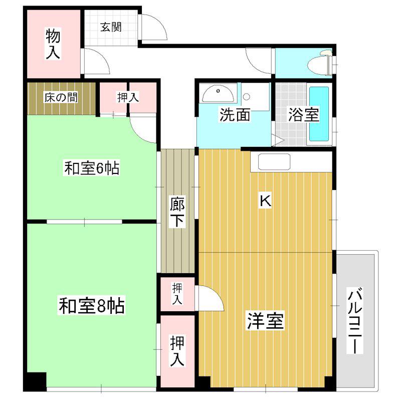 旭町店舗(2LDK/3階)の間取り写真