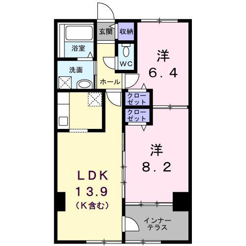 サンメゾンヒラソル(2LDK/2階)の間取り写真