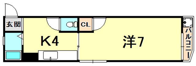 山下マンション(1K/2階)の間取り写真